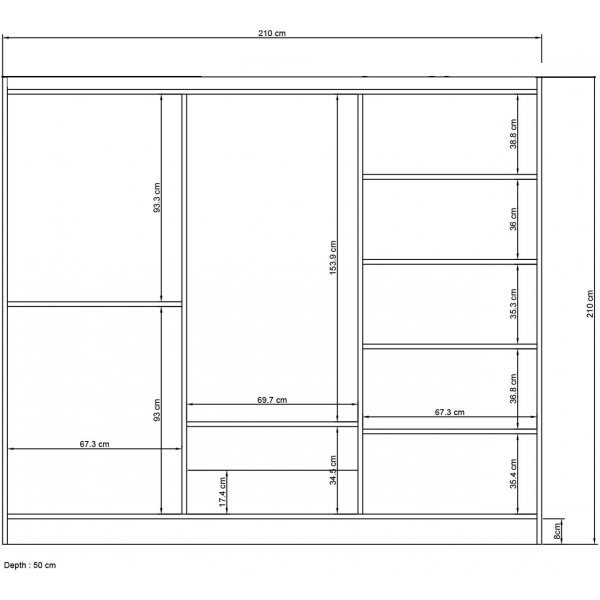 Armoire Bahar 210 x 50 x 210 cm - Blanc Armoire Bahar 210 x 50 x 210 cm - Blanc