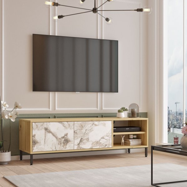 Retro TV-b�nk 3 - Felt/marmor