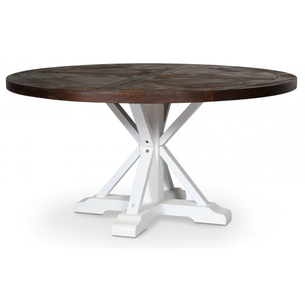 Table à manger ronde Tuva Ø150 cm - Marron / Blanc Table à manger ronde Tuva Ø150 cm - Marron / Blanc