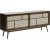 Yuma dressoir van gerookt eikenhout met rotan details, schuifdeuren