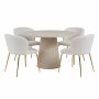 Matgrupp Lanzo 120 cm marmor beige med 4 st stolar i boucl och mssingsben
