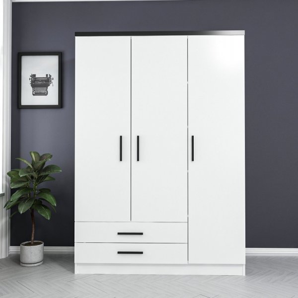 Armoire Rizada 135 cm - Blanc/noir