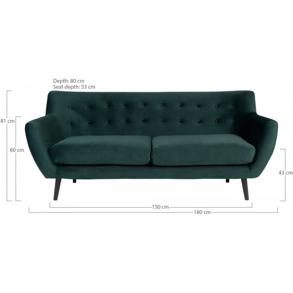 Canapé 3 places Monte - Vert foncé/noir Canapé 3 places Monte - Vert foncé/noir