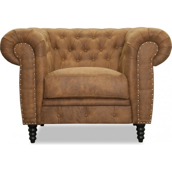 Ashford chesterfield fåtölj - Cognac ecoläder