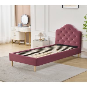 Sängram rosa sammet inklusive sänggavel - 90 x 200 cm Sängram rosa sammet inklusive sänggavel - 90 x 200 cm