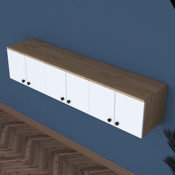 Armoire murale Mendy 180 cm - Noyer/blanc Armoire murale Mendy 180 cm - Noyer/blanc