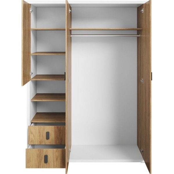 Simi kledingkast 150 cm - Hickory/wit