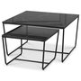 Stella Satsbord 75 x 75 cm - Svart marmorerat glas / Svart underrede