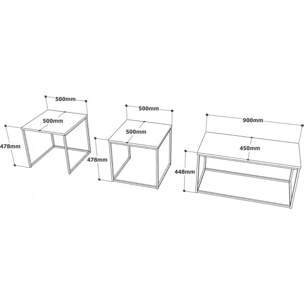 Table basse Voyage 9, 50/90 x 50/45 cm - Pin Table basse Voyage 9, 50/90 x 50/45 cm - Pin