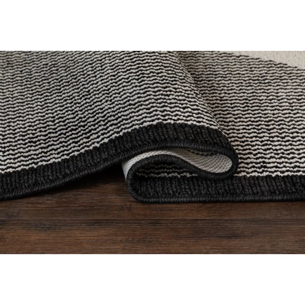 Tapis tiss plat moderne Venus Noir/Blanc