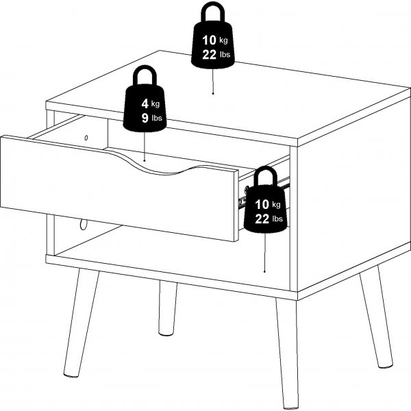 Oslo sngbord - Svart/ek