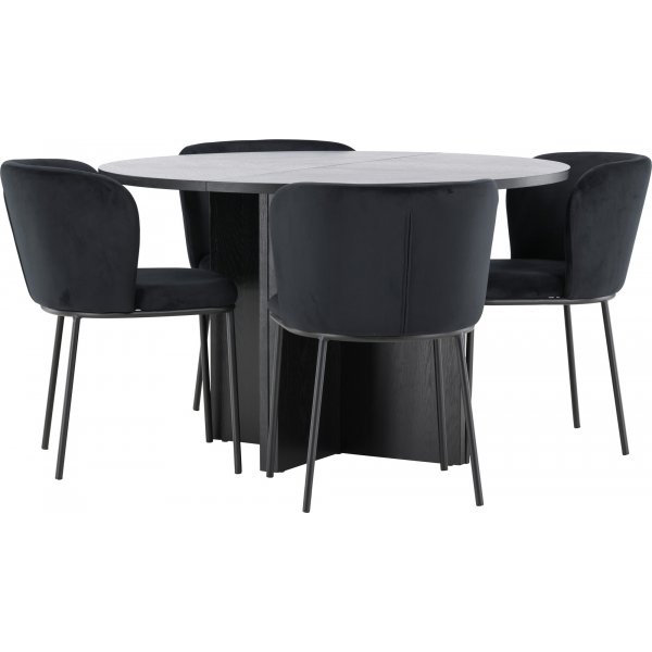 Matbord Strada med 4 st Edina stolar - Svart + 4.00 x Stolsdyna Matbord Strada med 4 st Edina stolar - Svart + 4.00 x Stolsdyna