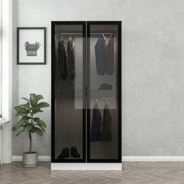 Cavolo garderob 90 cm - Vit/svart Cavolo garderob 90 cm - Vit/svart