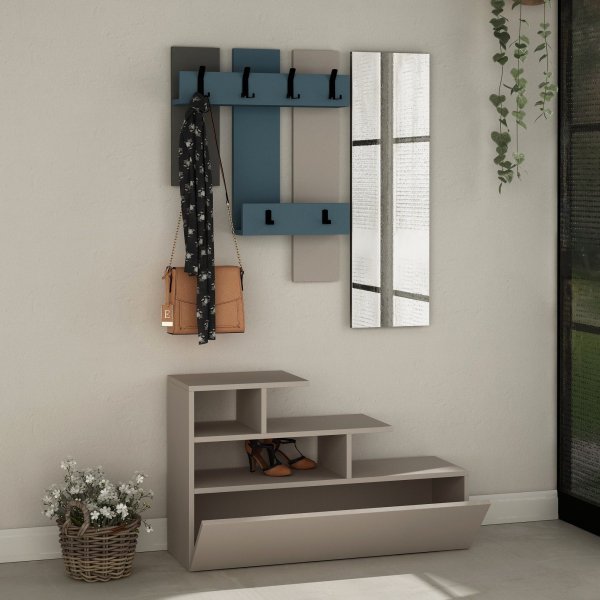 Vesty hallmöbel - Ljus mocka/turkos Vesty hallmöbel - Ljus mocka/turkos