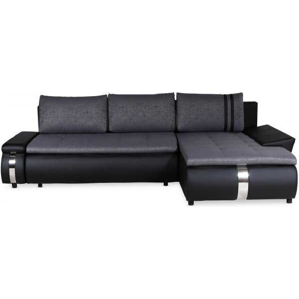 Kungsholmen bddsoffa med divan hger - Gr / Svart PU