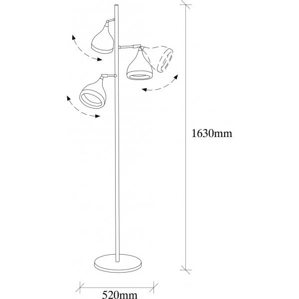Lampadaire Yildo 3 - Noir/or Lampadaire Yildo 3 - Noir/or