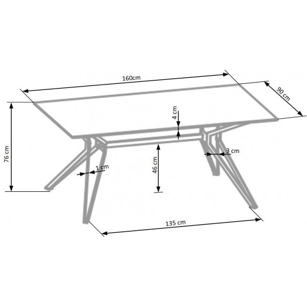 Table à manger Berta 160 cm - Blanc brillant / métal noir Table à manger Berta 160 cm - Blanc brillant / métal noir