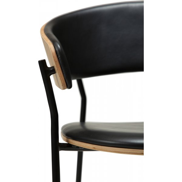 Chaise avec cadre pour berceau - PU noir/placage chêne Chaise avec cadre pour berceau - PU noir/placage chêne