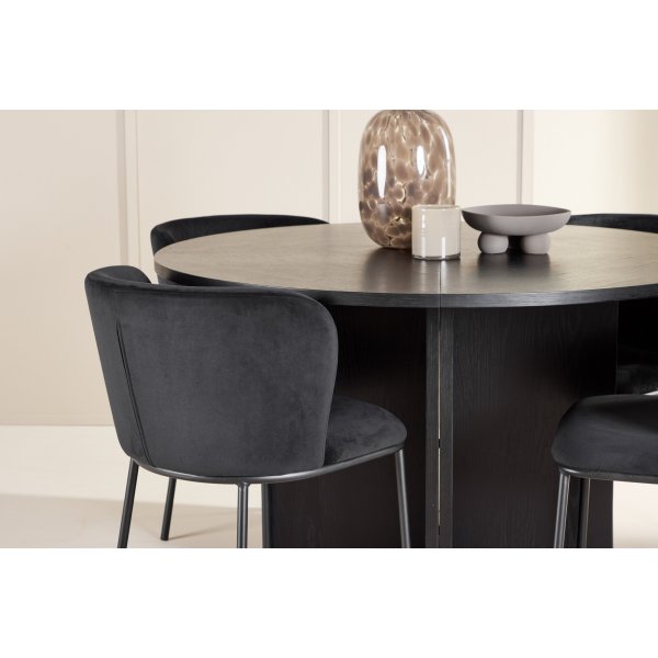 Matbord Strada med 4 st Edina stolar - Svart + 4.00 x Stolsdyna Matbord Strada med 4 st Edina stolar - Svart + 4.00 x Stolsdyna