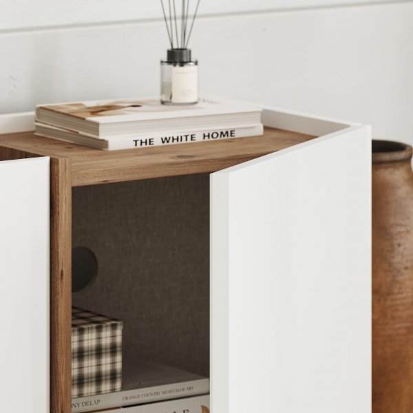 TV-b�nk Lorensa 180 cm - Vit/Atlantic Pine