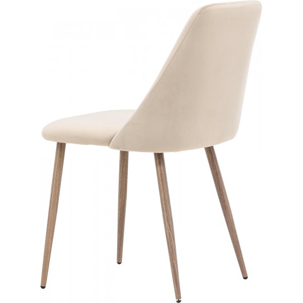 Matstol beige sammet med ekben Matstol beige sammet med ekben