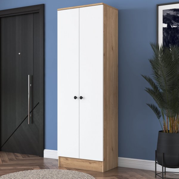 Armoire Mendy 60 cm - Noyer/blanc