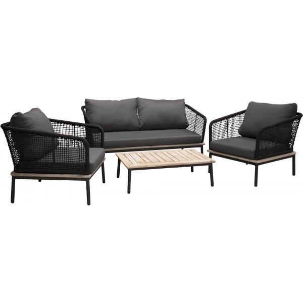 Groupe de salon Andorra - Noir/acacia Groupe de salon Andorra - Noir/acacia