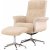 Hagn reclinerftlj med fotpall - Beige frskinnsimitation/whitewash ek + Textilrengring fr mbler