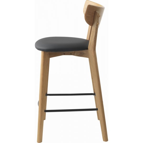 Chaise de comptoir Tatomanto - PU noir/chêne Chaise de comptoir Tatomanto - PU noir/chêne