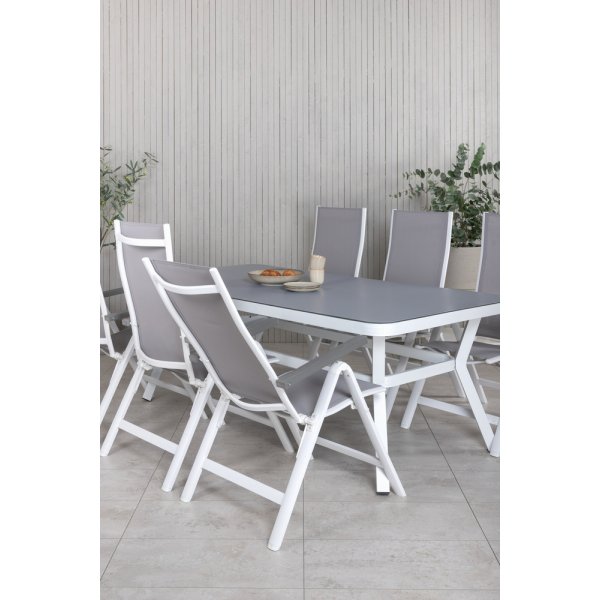 Virya utematgrupp med 6 st Albany stolar - Grå/Vit Virya utematgrupp med 6 st Albany stolar - Grå/Vit