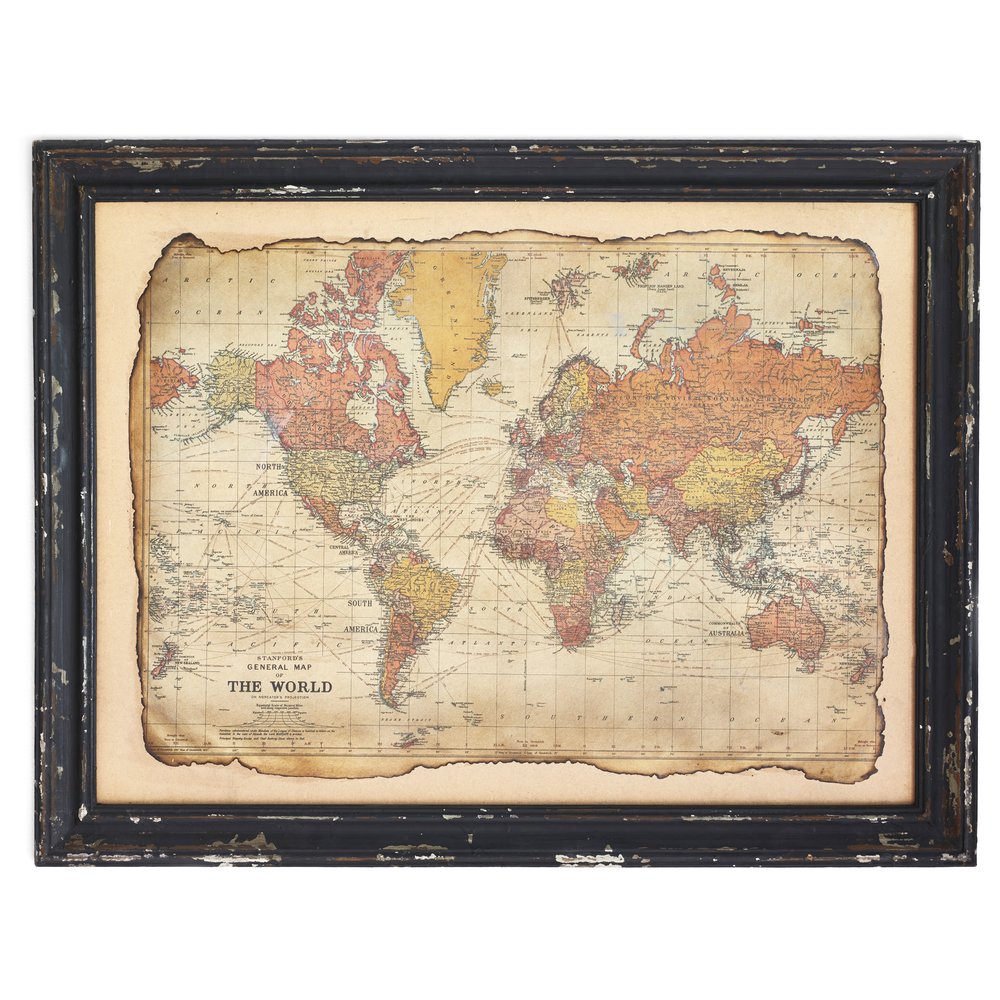 Tavla antik Världskarta - Svart ram - 1490 kr - Trendrum.se