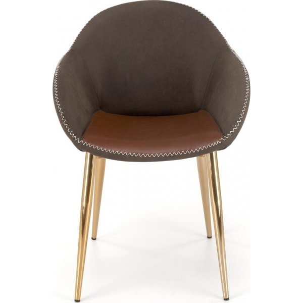 Chaise de salle  manger Ryan - Brun/gris/Laiton