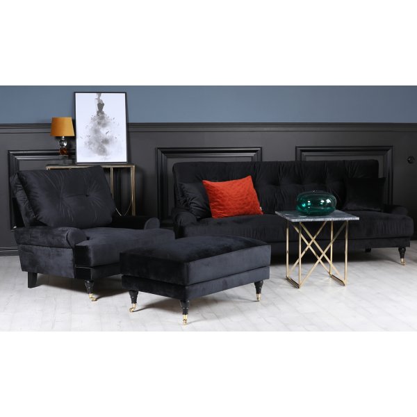 Adena Fotpall XL - Svart Sammet Adena Fotpall XL - Svart Sammet