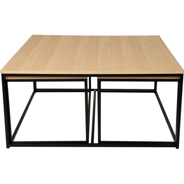 Table basse Andora 3-en-1 100x100 - Placage chne pigment blanc