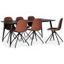 Dipp matgrupp; matbord 180x90 cm med 6 st Bridge snurrbara matstolar Cognac PU