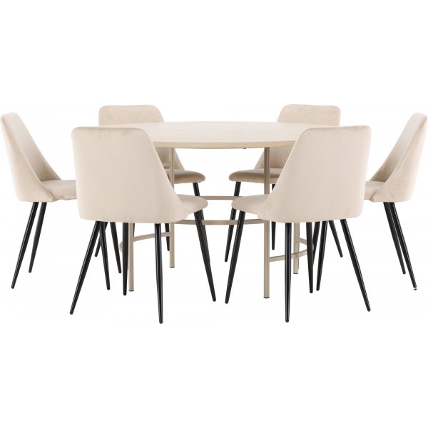 Matbord Copenhagen med 6 st Night stolar - Beige/whitewash Matbord Copenhagen med 6 st Night stolar - Beige/whitewash