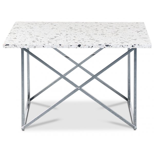 Terrazzo soffbord 75x75cm - Cosmos Terrazzo & underrede cross krom