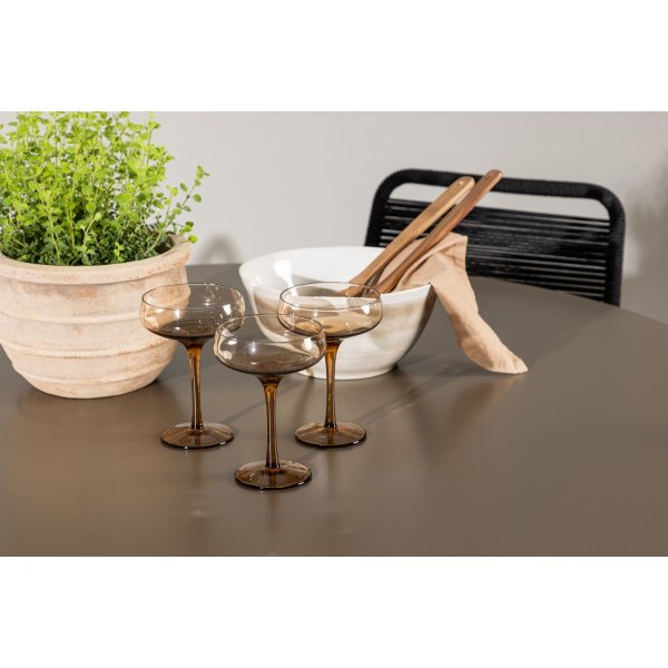 Santa Fe rund matgrupp med 4 st Lindos stolar - Brun/svart