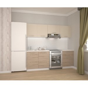 Katia complete keuken 220 cm - Lichtbeige/san marino eik/wit