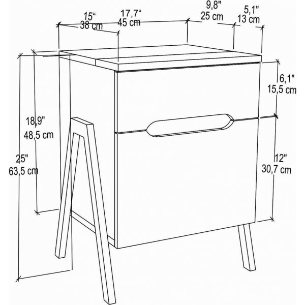 Neva sängbord - Valnöt/vit Neva sängbord - Valnöt/vit