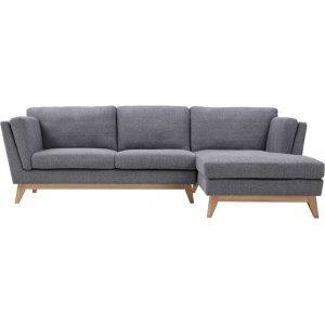 Soffa med divan grtt tyg - 260 cm bred