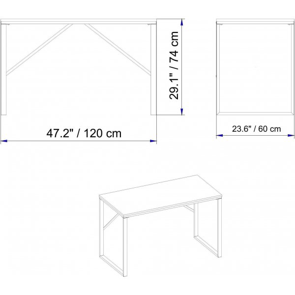 Landi skrivbord 120x60 cm - Vit/ek