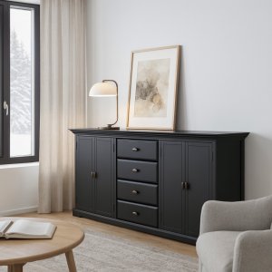 Skänk 180 cm bred svart vintage - Paris Skänk 180 cm bred svart vintage - Paris