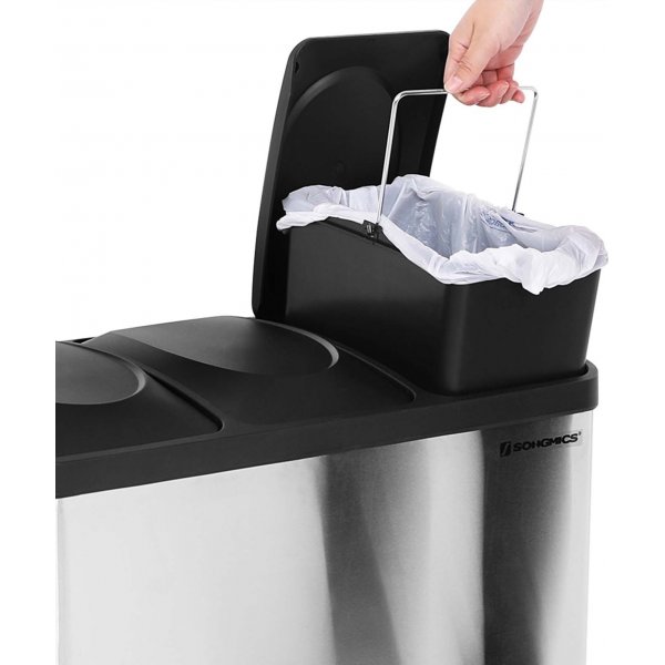 Maiken afvalbak 54 l - Zilver/zwart Maiken afvalbak 54 l - Zilver/zwart