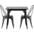 Groupe de repas Tempe, table en acier avec 2 chaises en acier - Noir/noyer