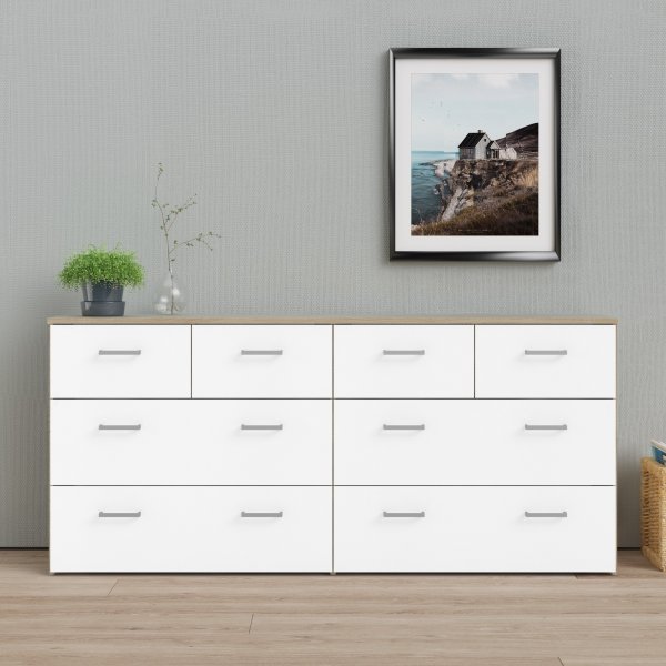 Space byrå med 8 lådor - Ek/vit Space byrå med 8 lådor - Ek/vit