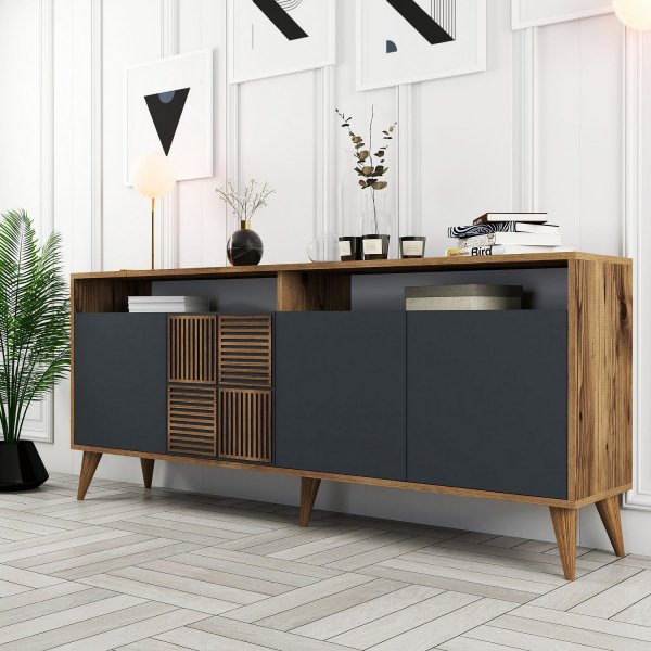 Buffet Milan 180 cm - Noyer/anthracite