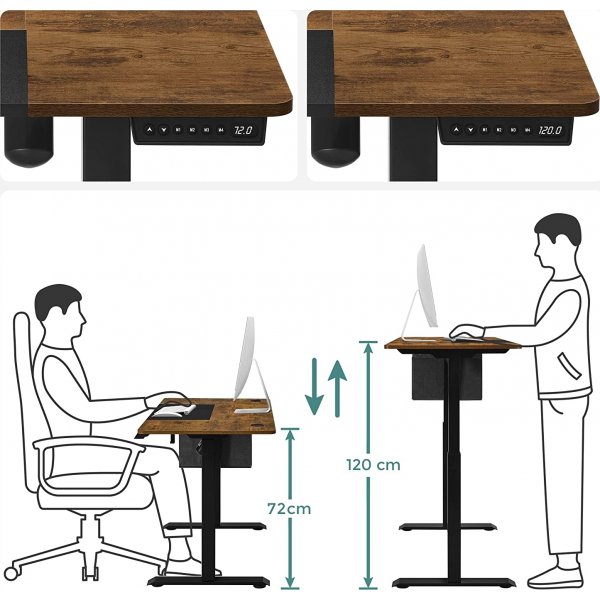 Charlene höj och sänkbart skrivbord 140 x 60 cm - Brun/svart Charlene höj och sänkbart skrivbord 140 x 60 cm - Brun/svart
