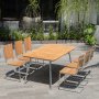 Mllan utegrupp i teak: 6 st stolar med matbord 176x90 cm