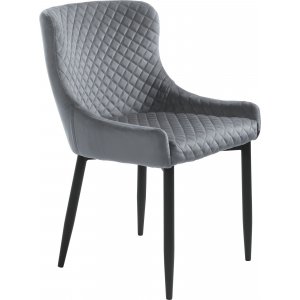 Chaise Bernt en velours gris motif losanges